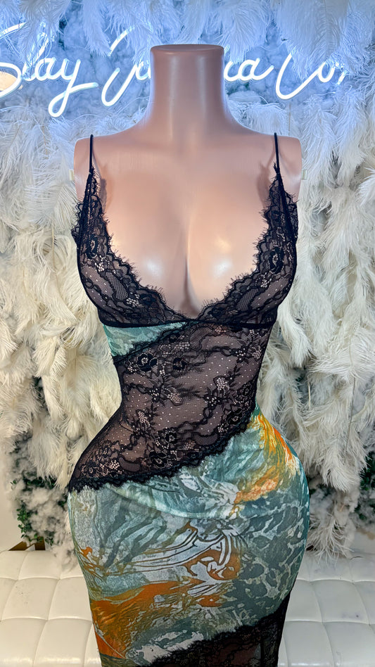READY TO SHIP Lace Desires Slip Maxi Dress - Green