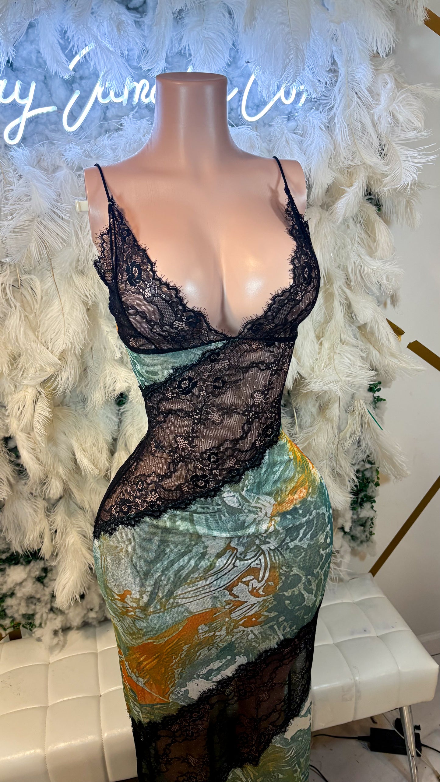READY TO SHIP Lace Desires Slip Maxi Dress - Green