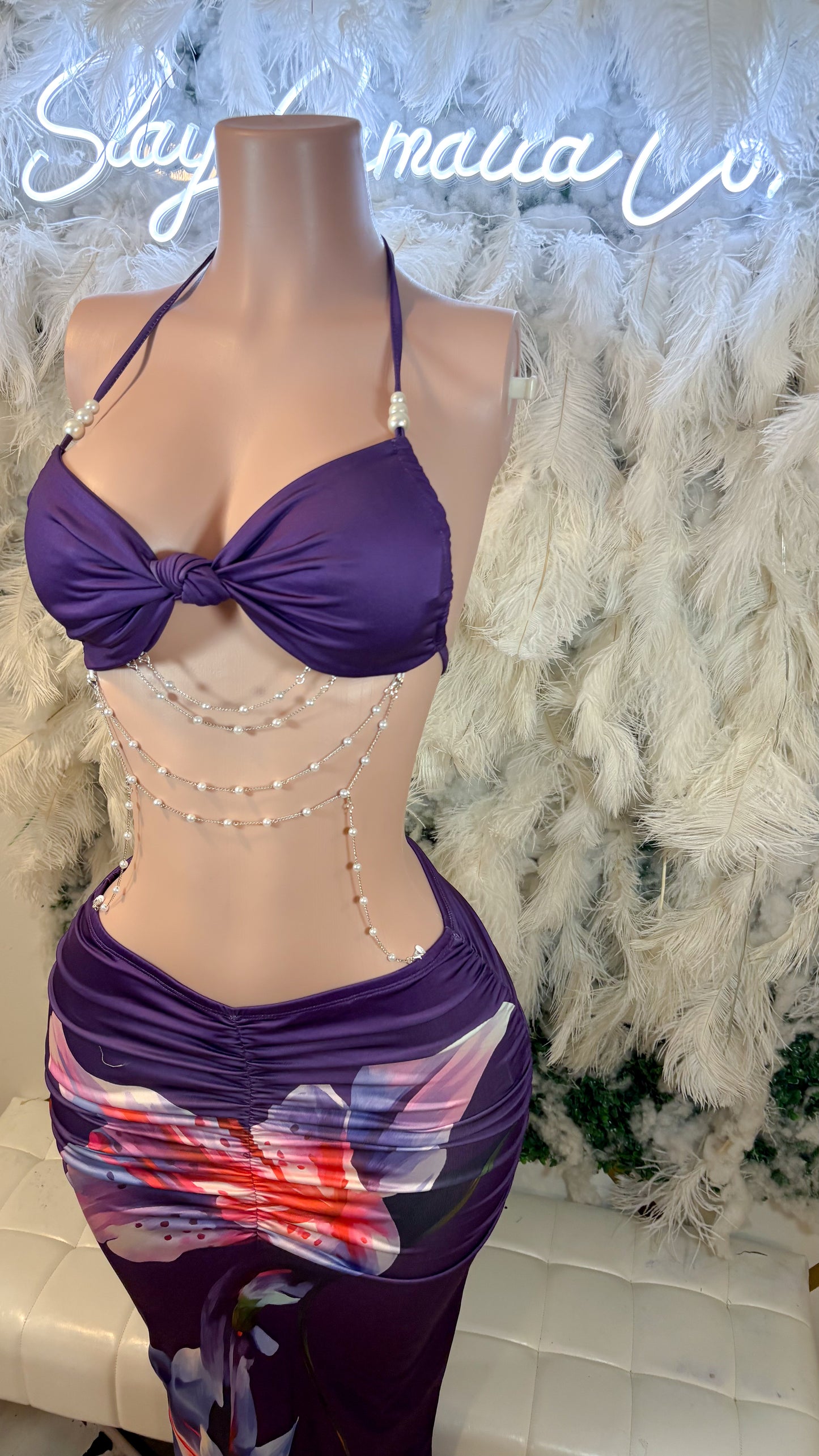 READY TO SHIP Hula Mami Pearl Cut Out Maxi Dress