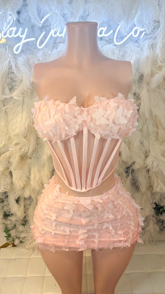 Butterfly Dreaming Corset Mini Skirt Set