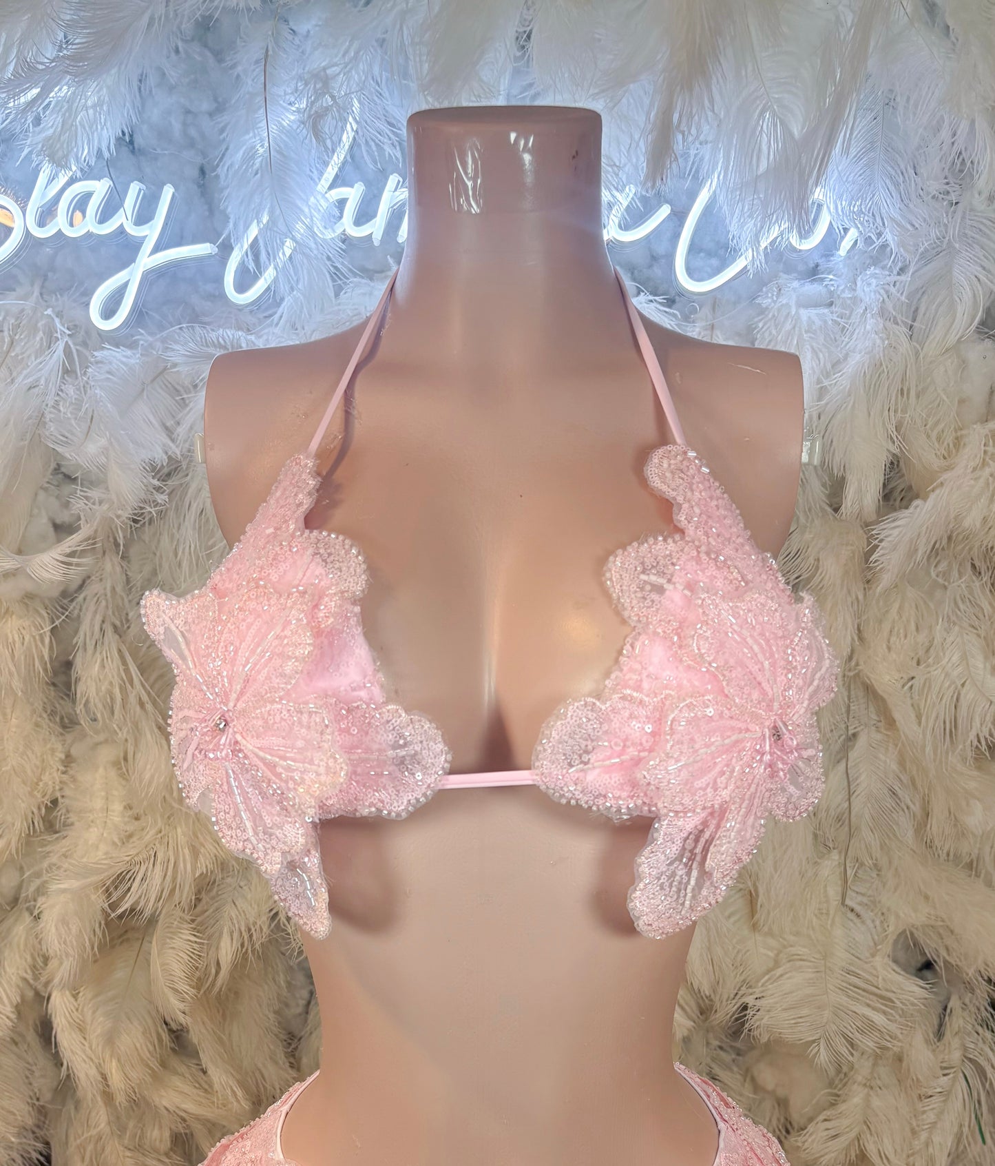 Seychelles Doll Floral Sequin Top ONLY - Light Pink