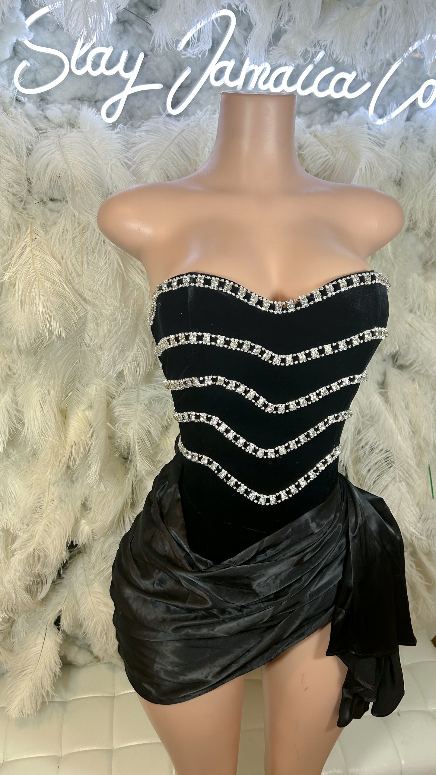 READY TO SHIP Chain Reaction Velvet Satin Ruched Mini Dress