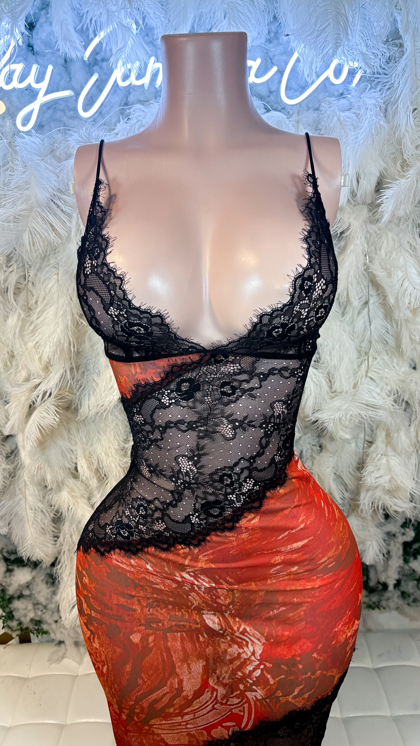 READY TO SHIP Lace Desires Slip Maxi Dress - Sunset Fusion
