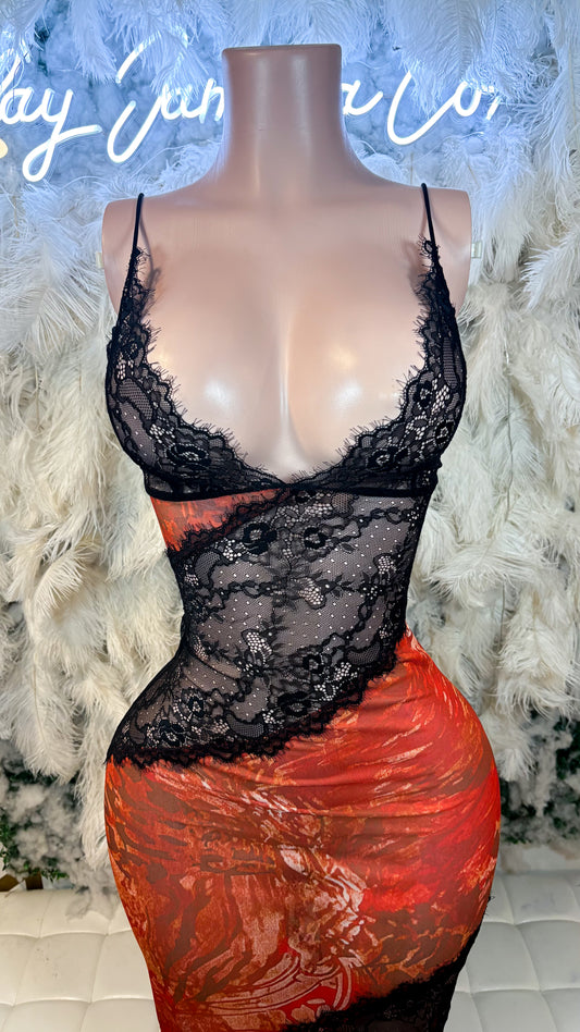 READY TO SHIP Lace Desires Slip Maxi Dress - Sunset Fusion