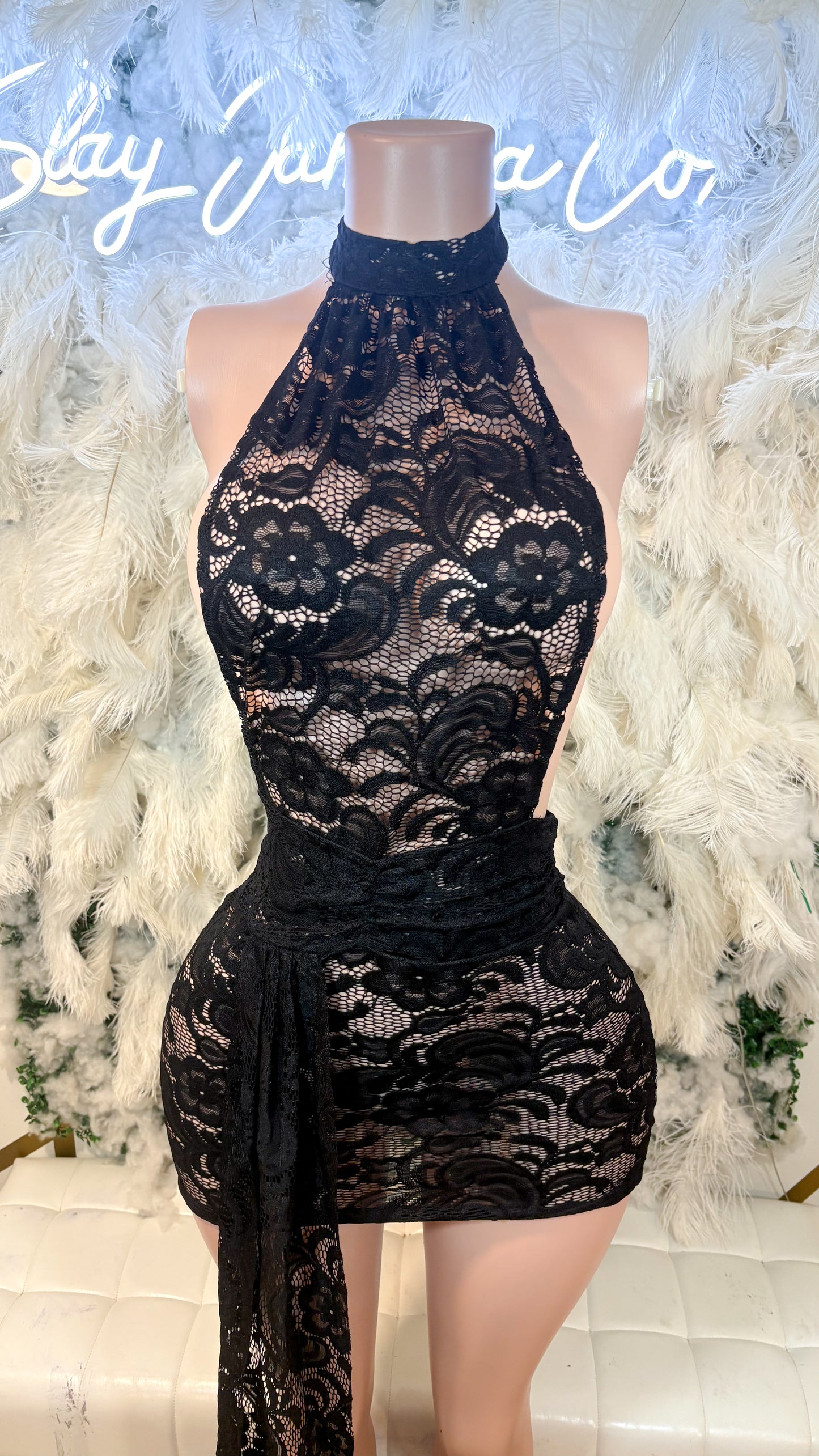 READY TO SHIP Her Favorite Lace Mini Dress - Black