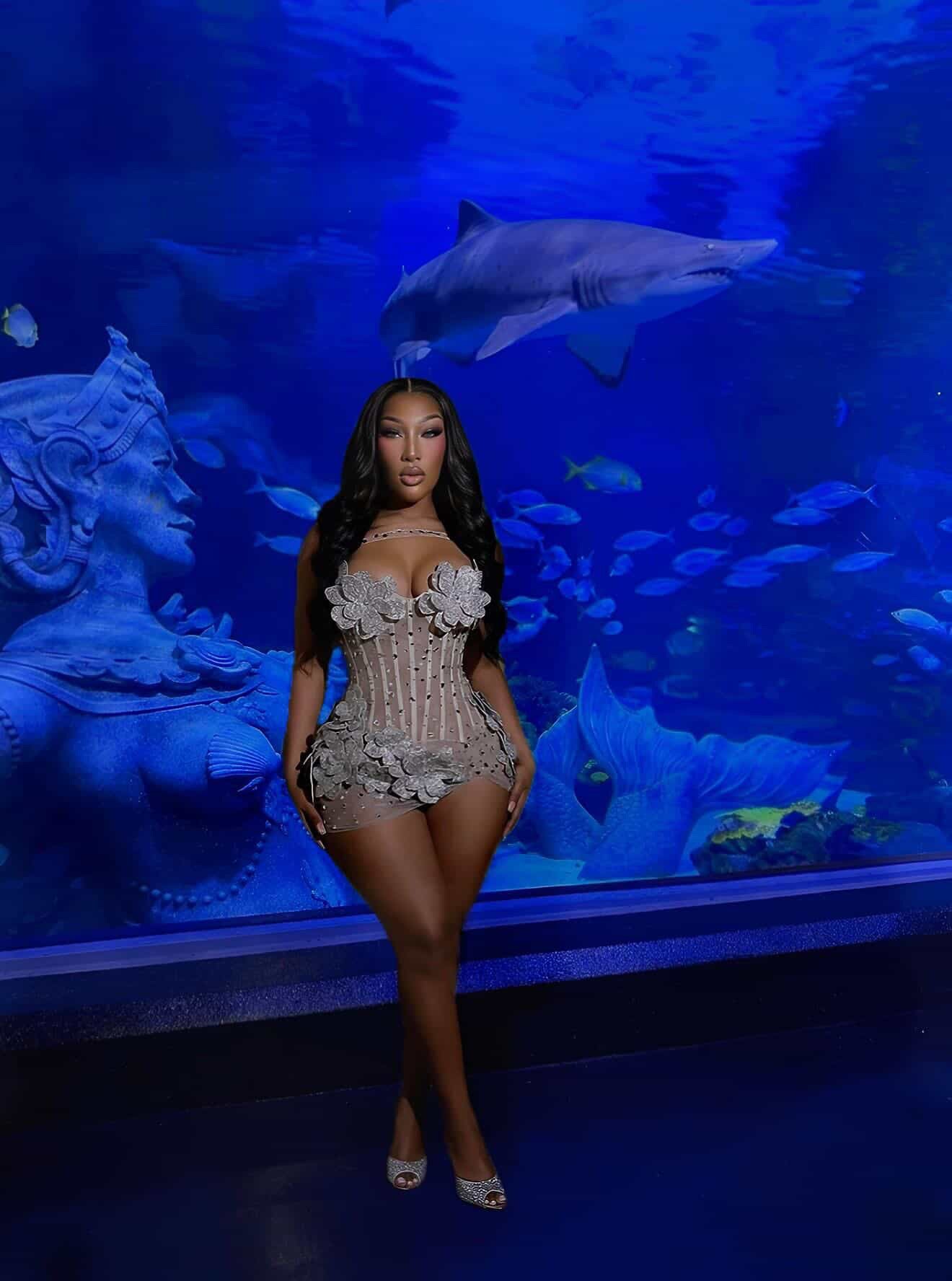 PREORDER ONLY Essence Of A Baddie Rhinestone Luxe Mini Dress