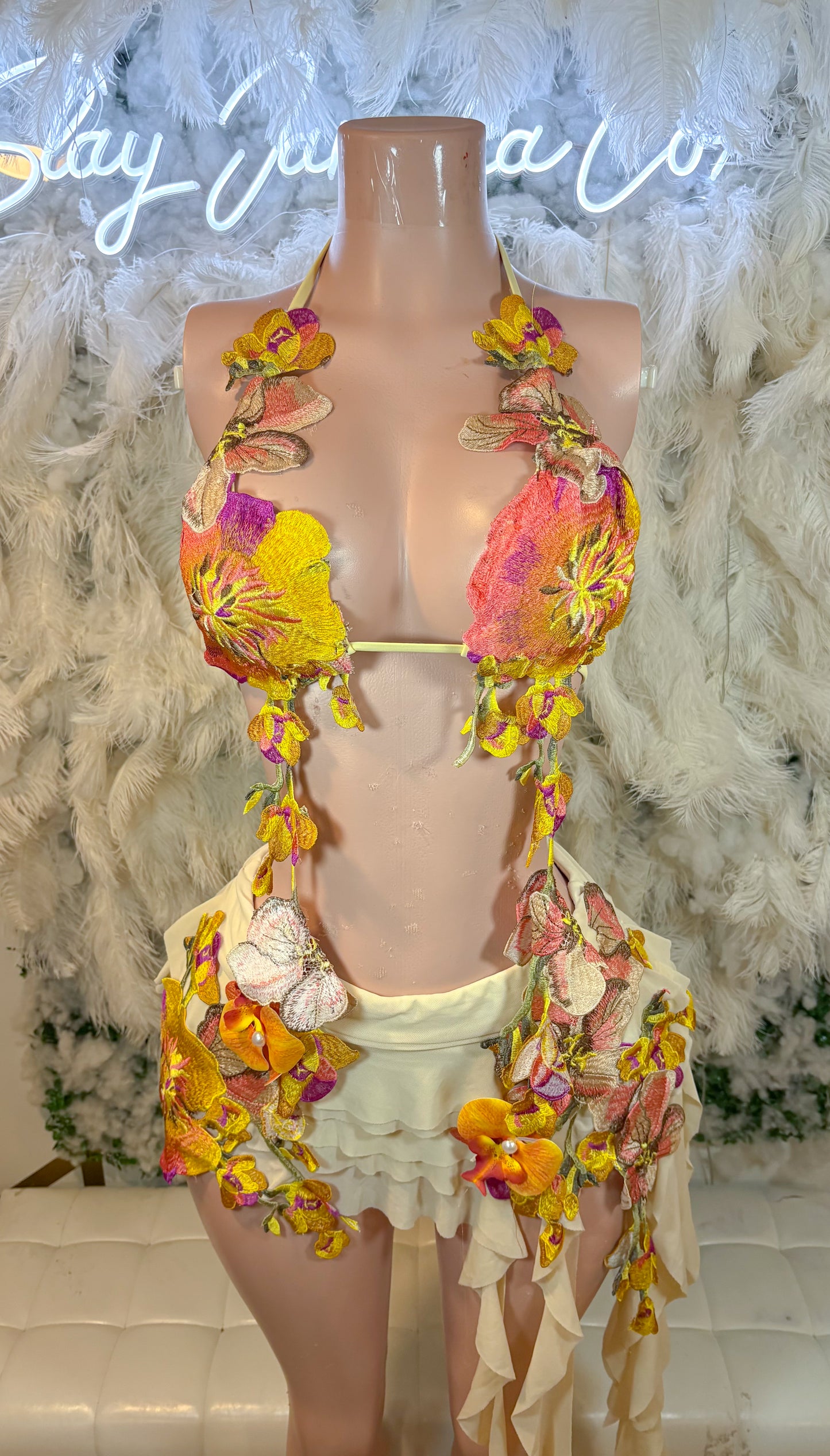 Hawaiian Mojito Sunrise Floral Skirt Set - Yellow Combo