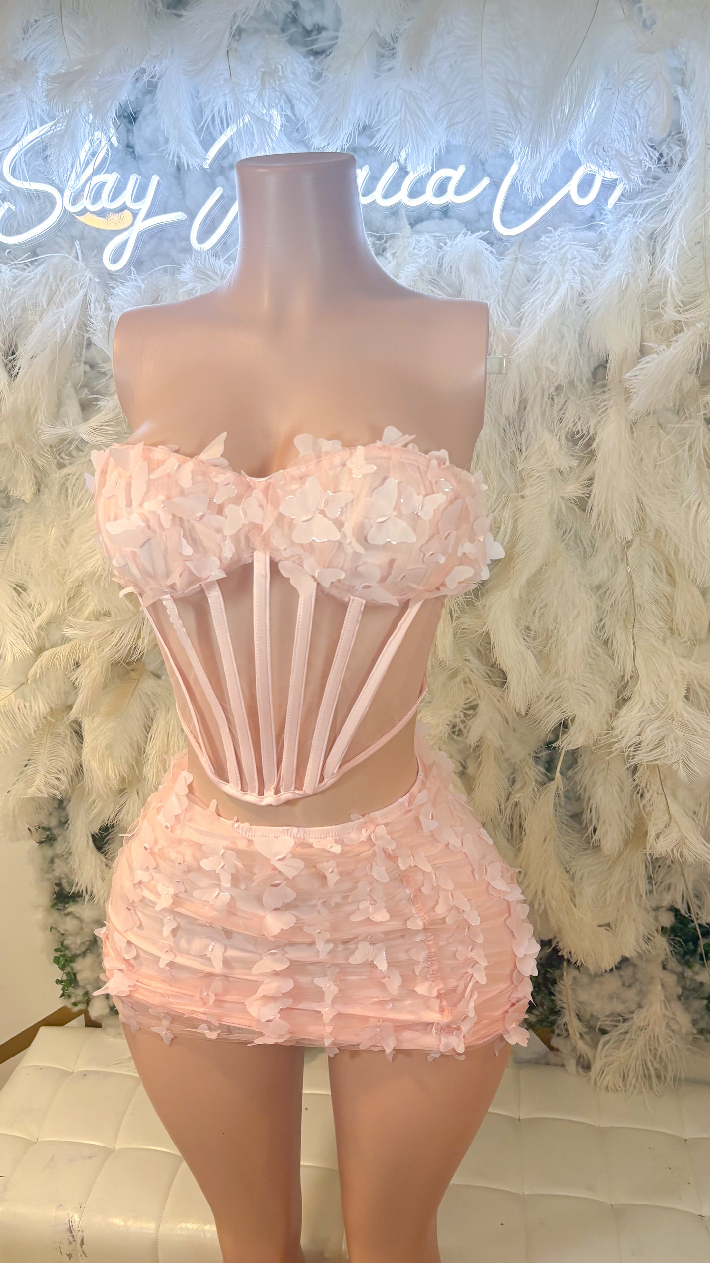 Butterfly Dreaming Corset Mini Skirt Set