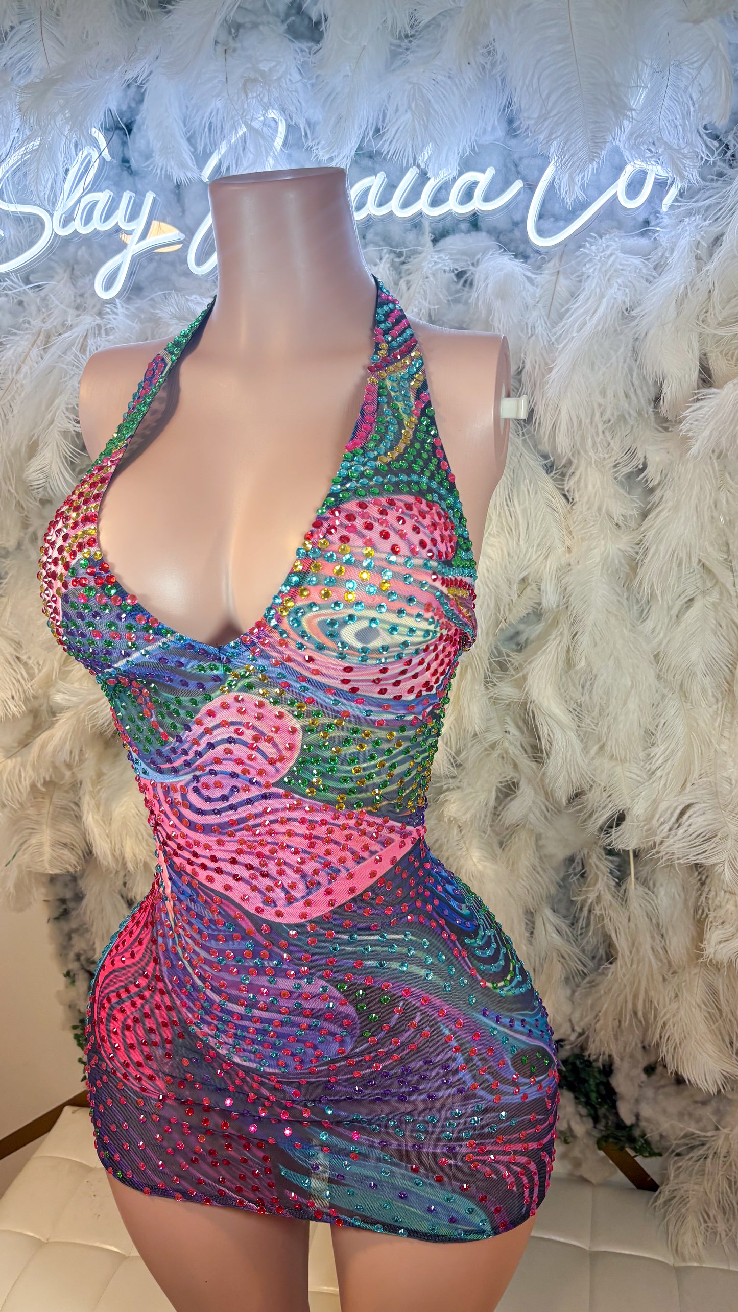 READY TO SHIP Crazy In Love Rhinestone Mini Dress