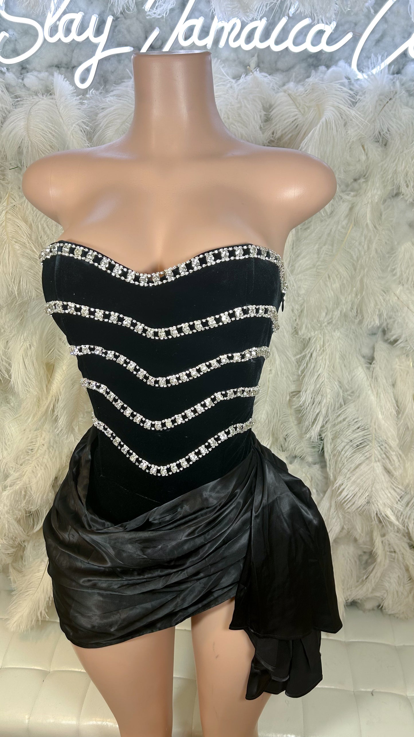 READY TO SHIP Chain Reaction Velvet Satin Ruched Mini Dress