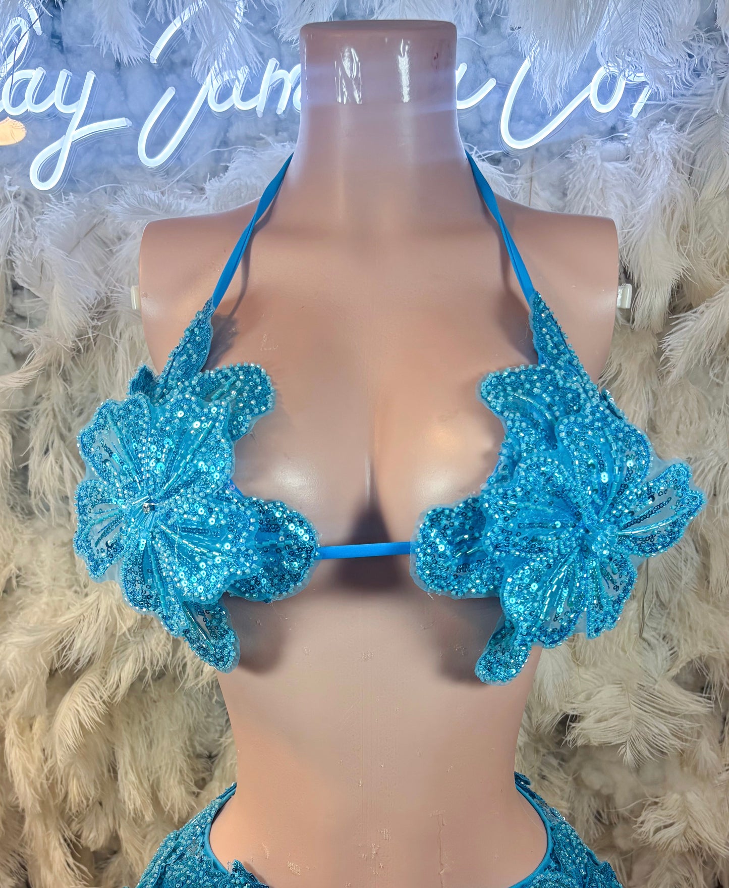 Seychelles Doll Floral Sequin Top ONLY - Aqua