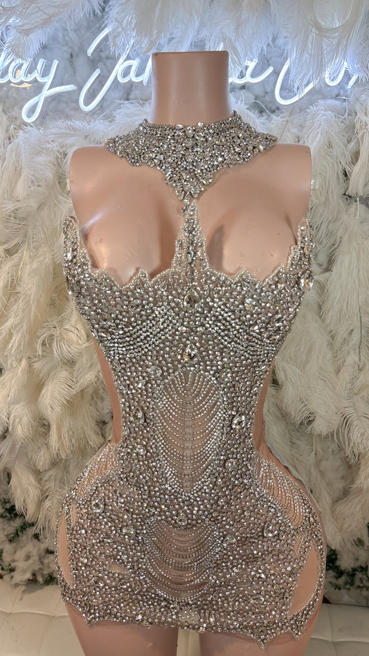 READY TO SHIP His Pretty Issue Luxe Rhinestone Mini Dress With Detachable Choker