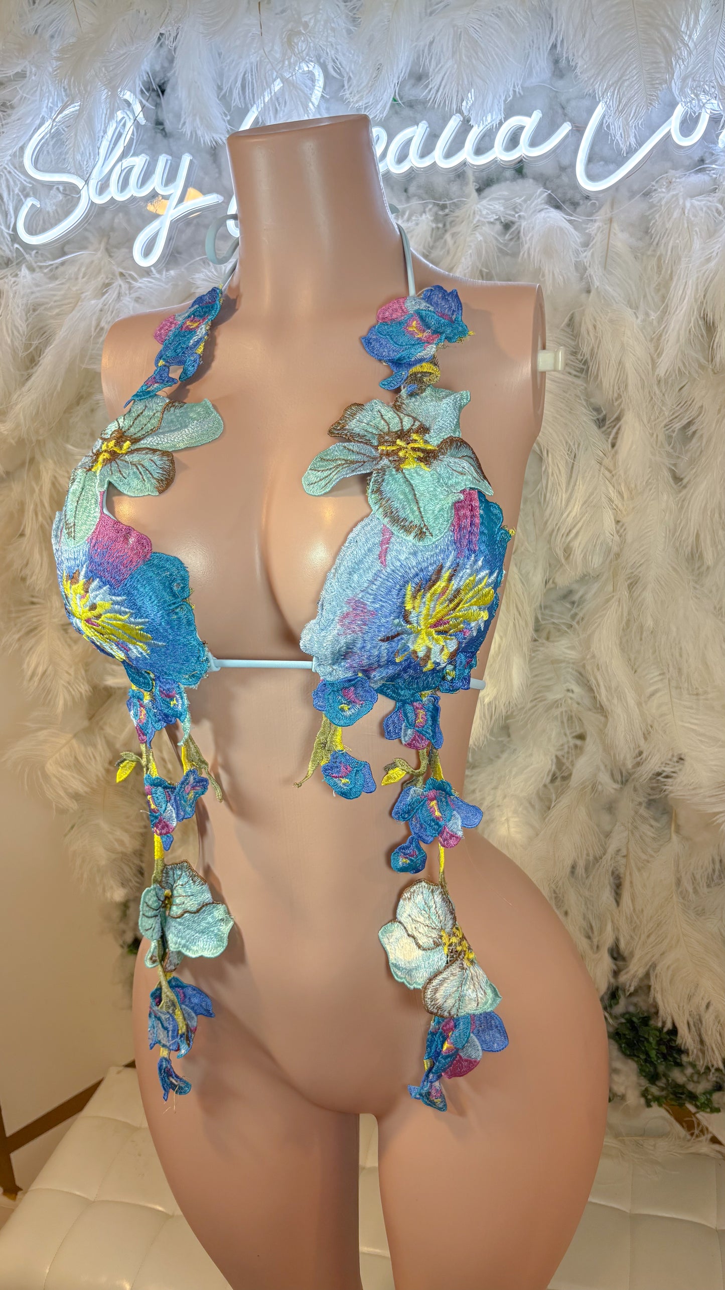 Hawaiian Mojito Sunrise Floral Top - Baby Blue Mix