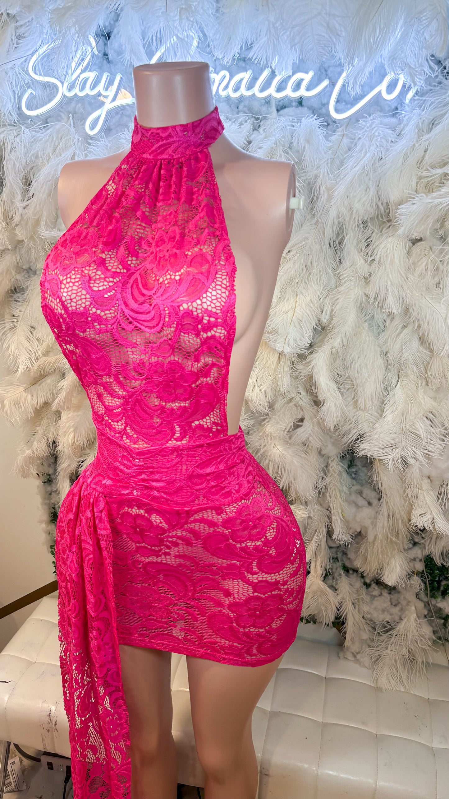 READY TO SHIP Her Favorite Lace Mini Dress - Fuschia