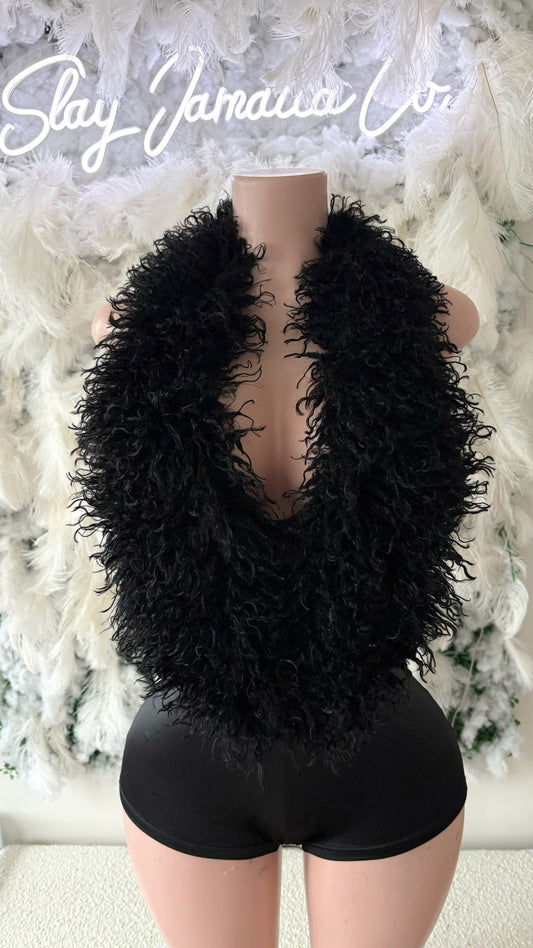 Allure Lifestyle Mongolian Fur Romper- Black