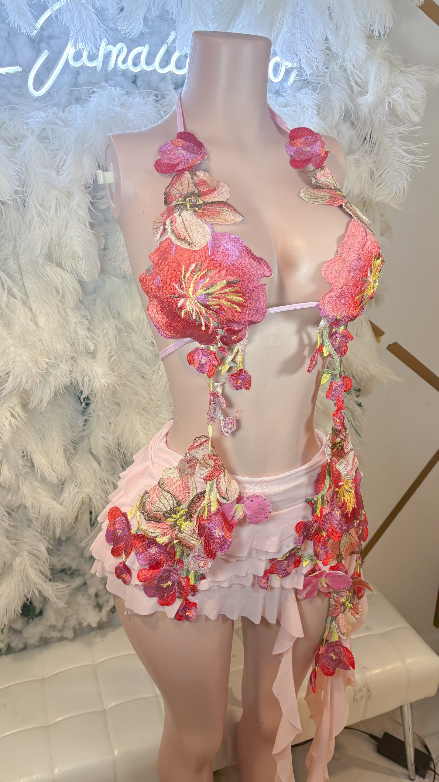 Hawaiian Mojito Sunrise Floral Skirt Set - Pink Combo