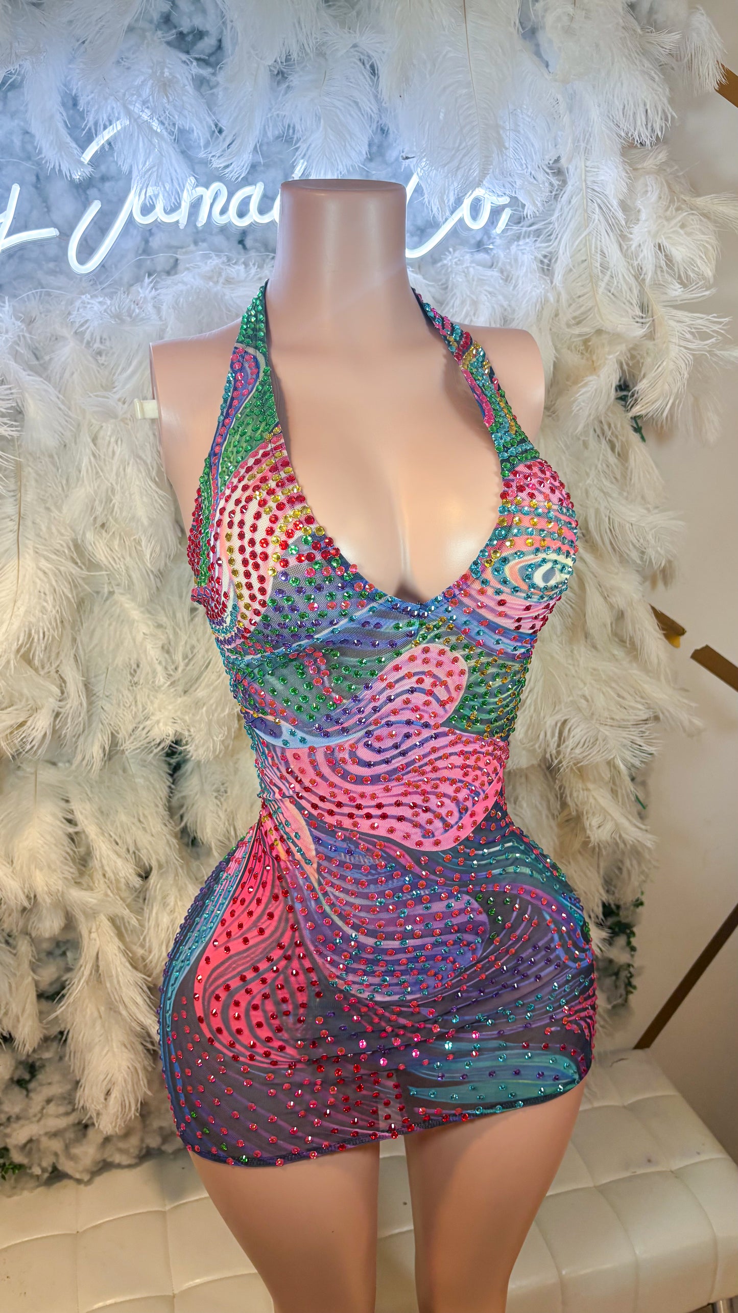 READY TO SHIP Crazy In Love Rhinestone Mini Dress