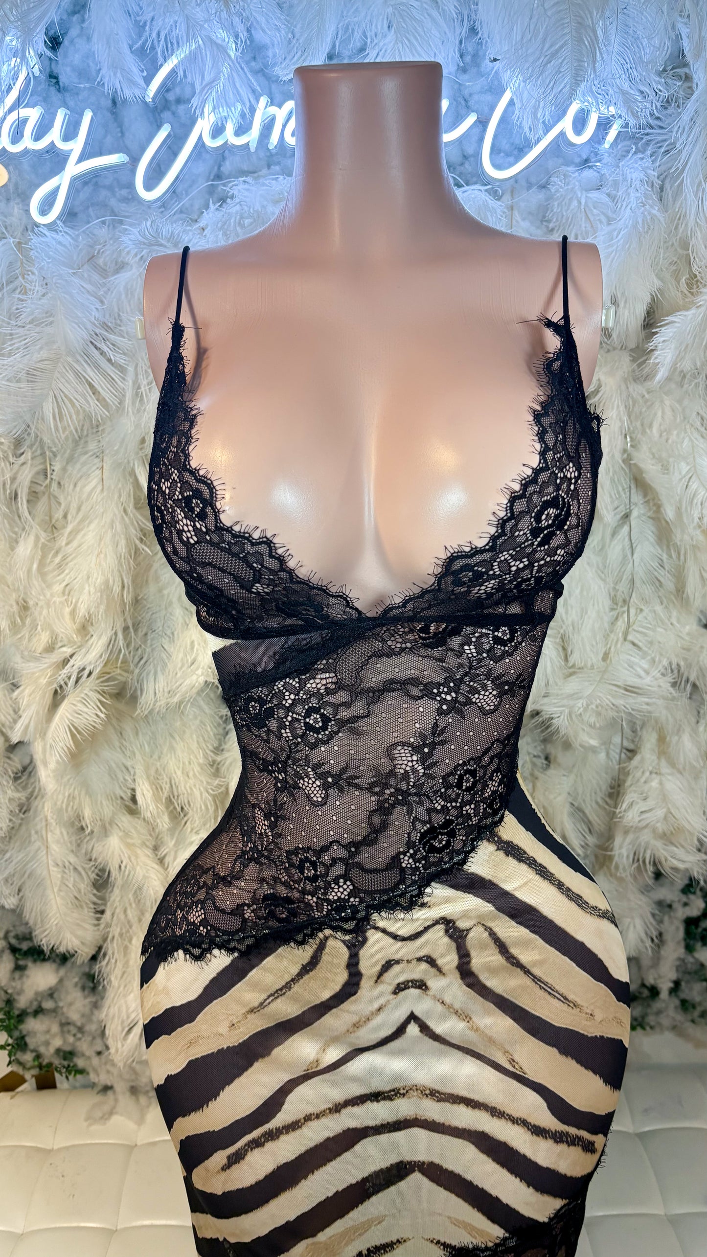 READY TO SHIP Lace Desires Slip Maxi Dress - Leopard