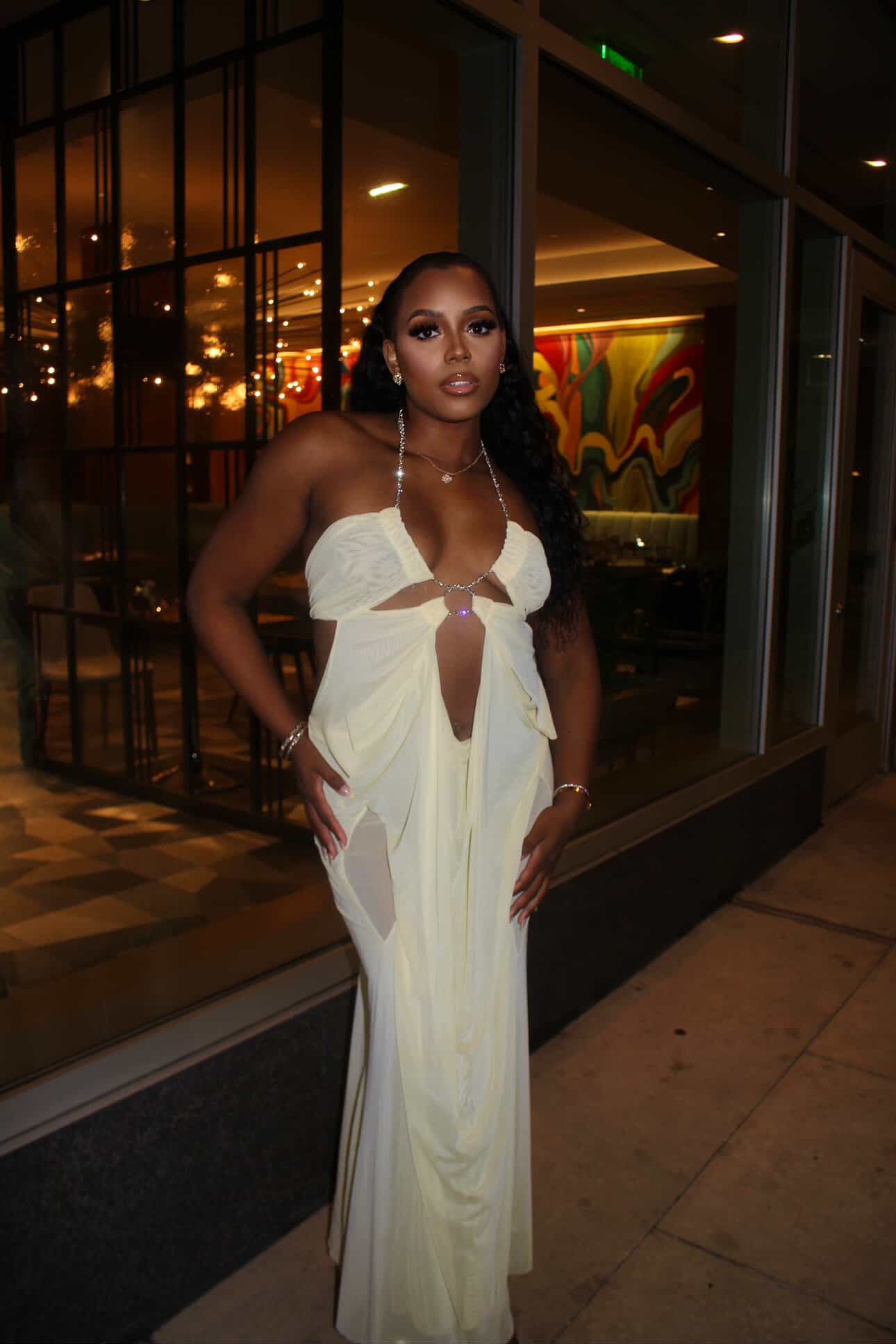 Miss Provocateur Ruched Mesh Maxi Dress - Butter Yellow