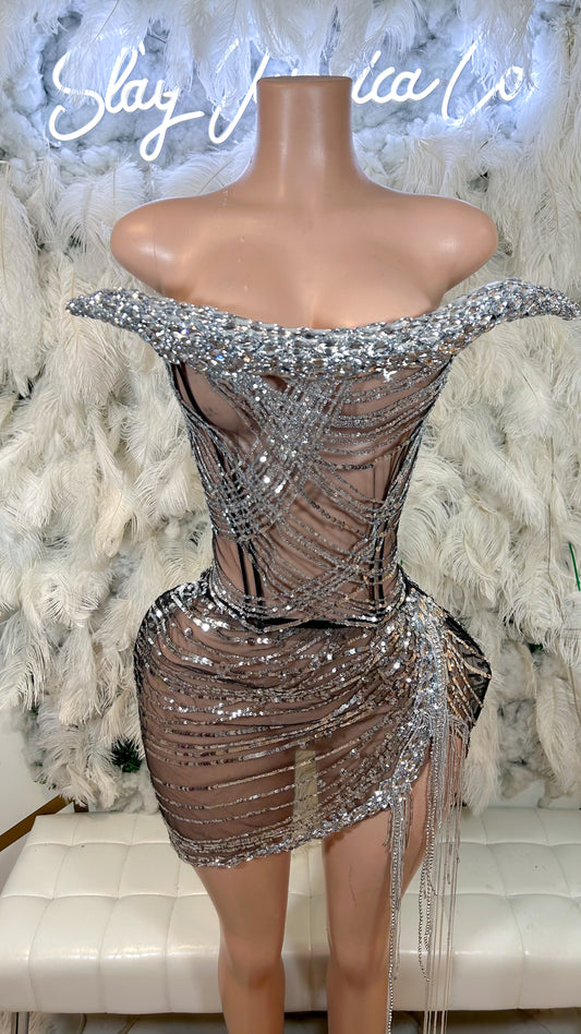 READY TO SHIP Her Main Attraction Mesh Sequin Mini Dress