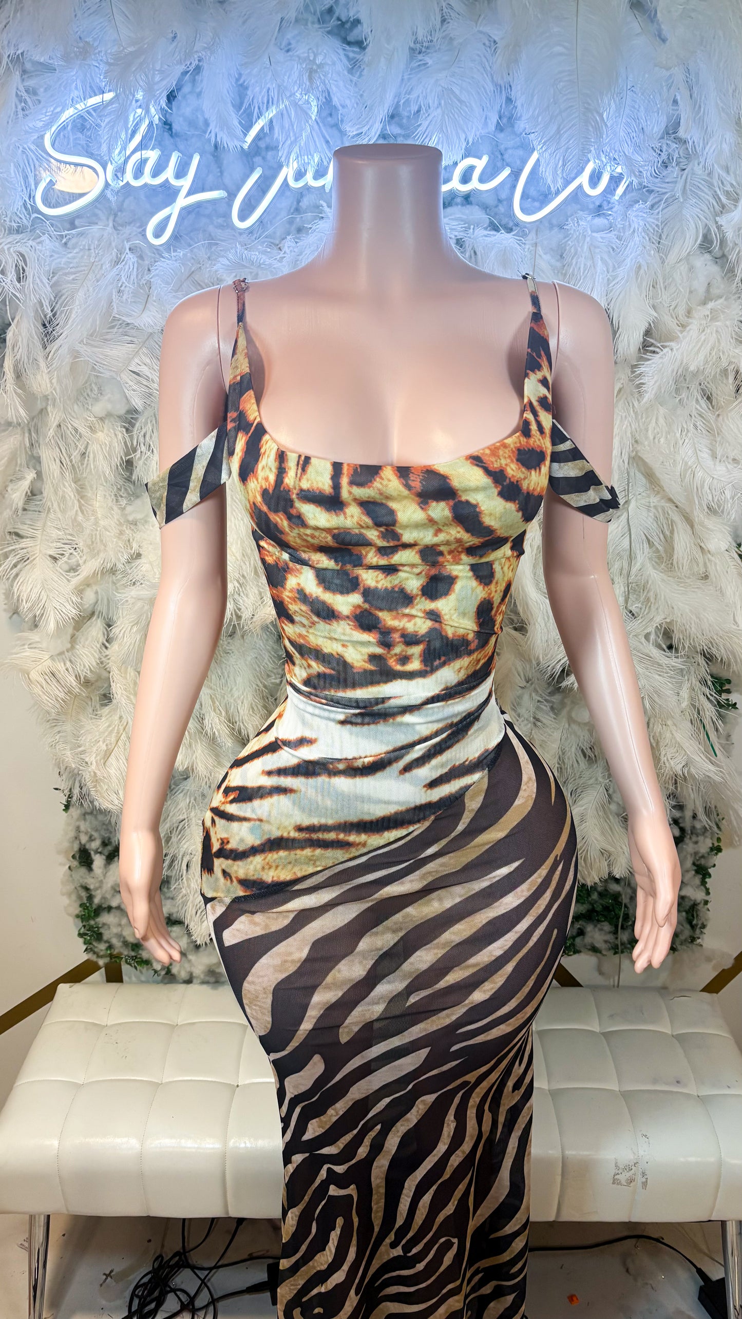 READY TO SHIP Baddie On The Move Leopard Mash Maxi