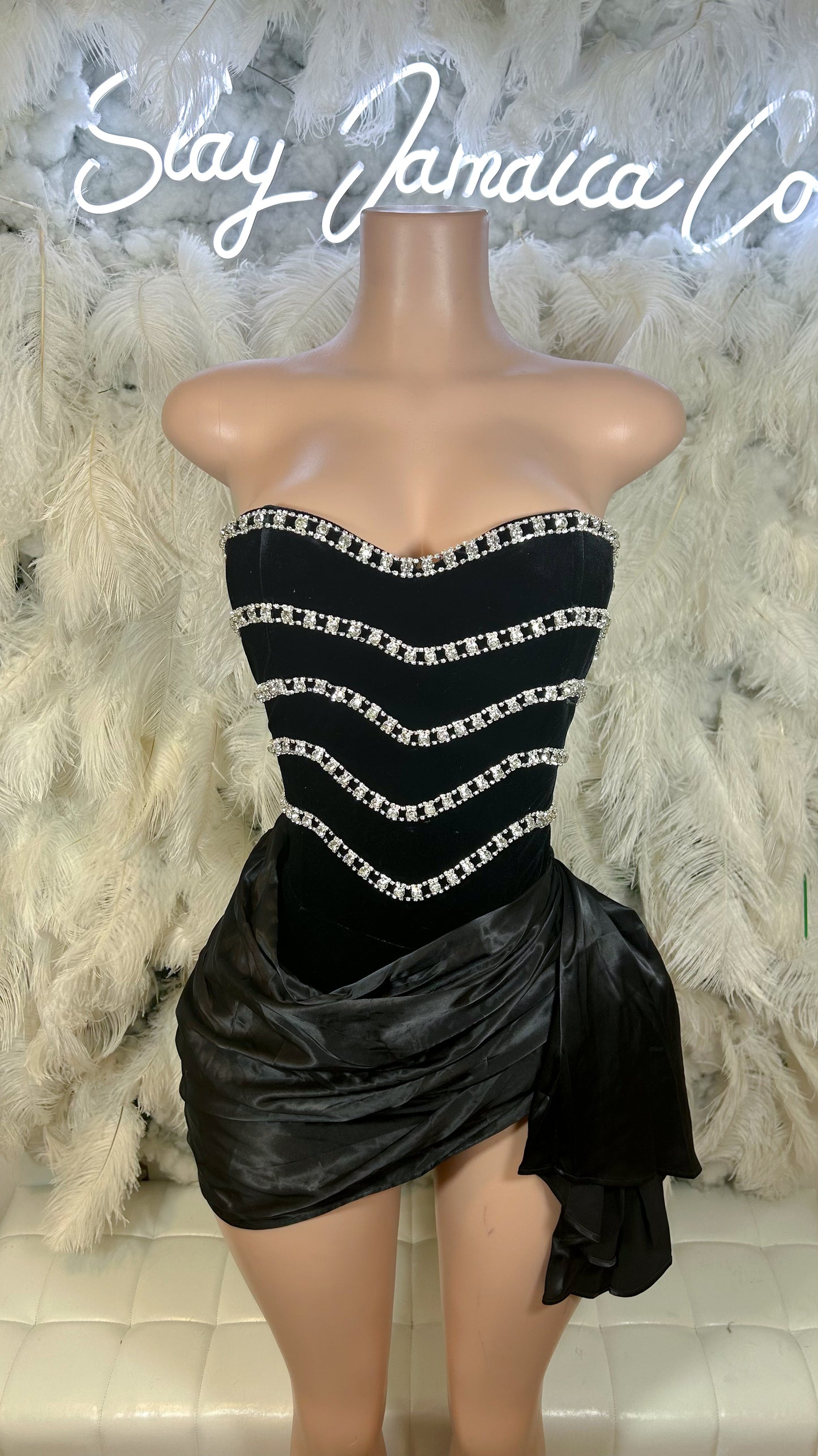 READY TO SHIP Chain Reaction Velvet Satin Ruched Mini Dress