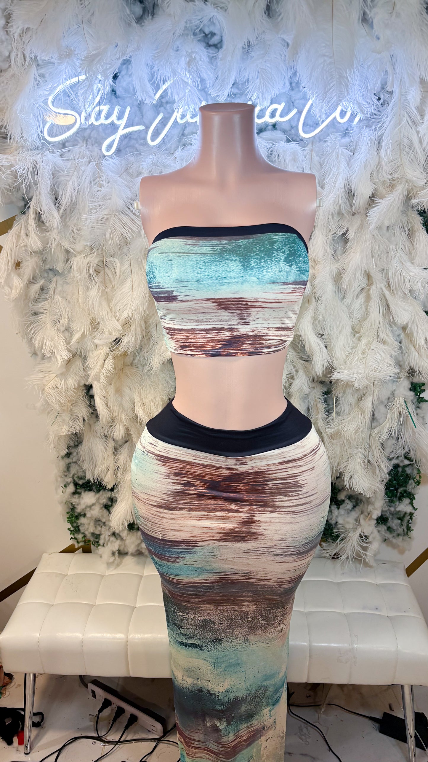 READY TO SHIP Waves Like The Ocean Skirt Set