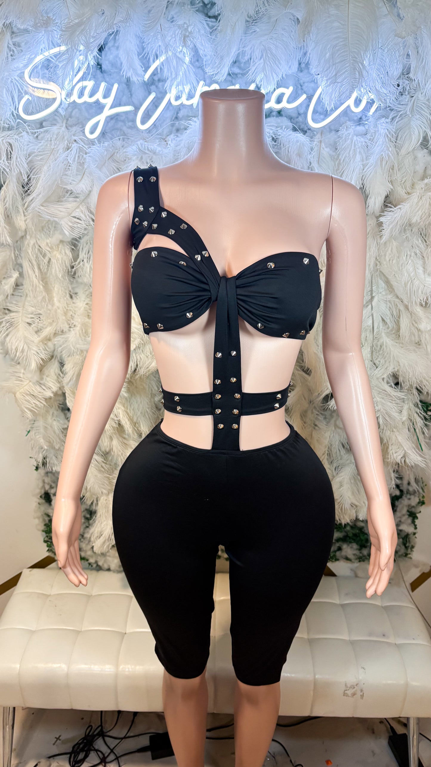 READY TO SHIP Like A Rockstar Romper Set - Black