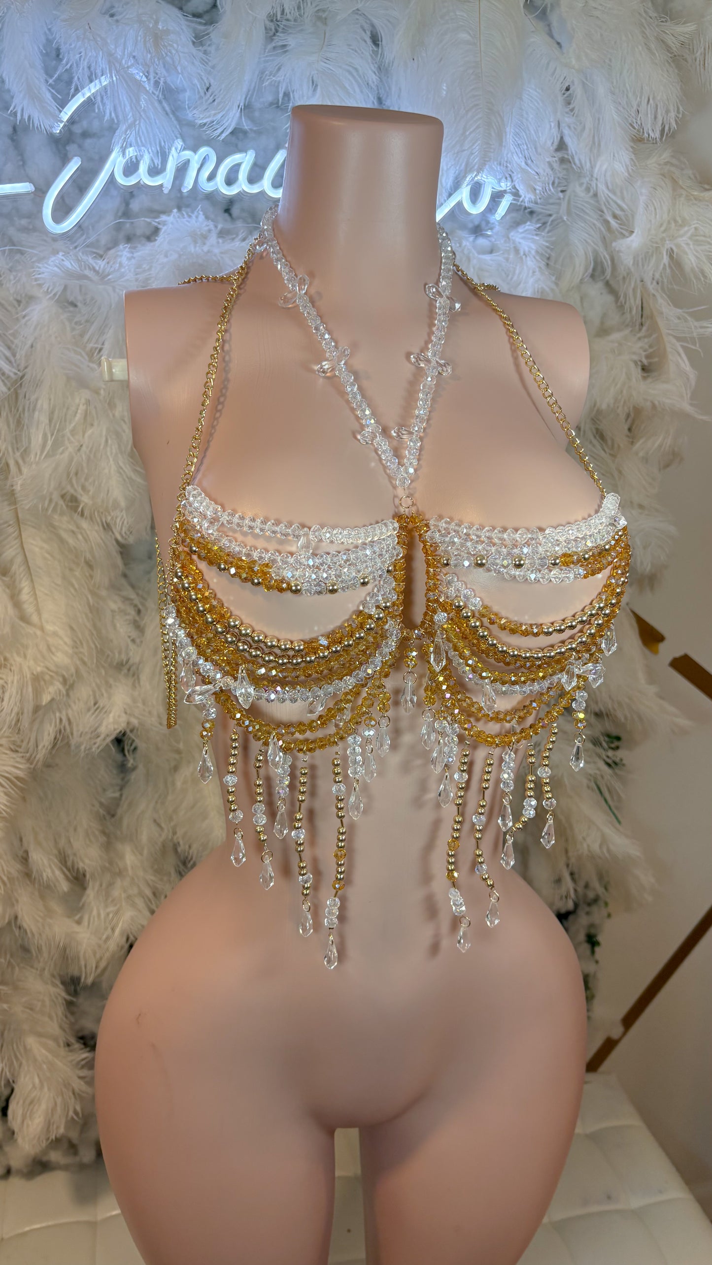 Arabian Sunrise Acrylic Beaded Top