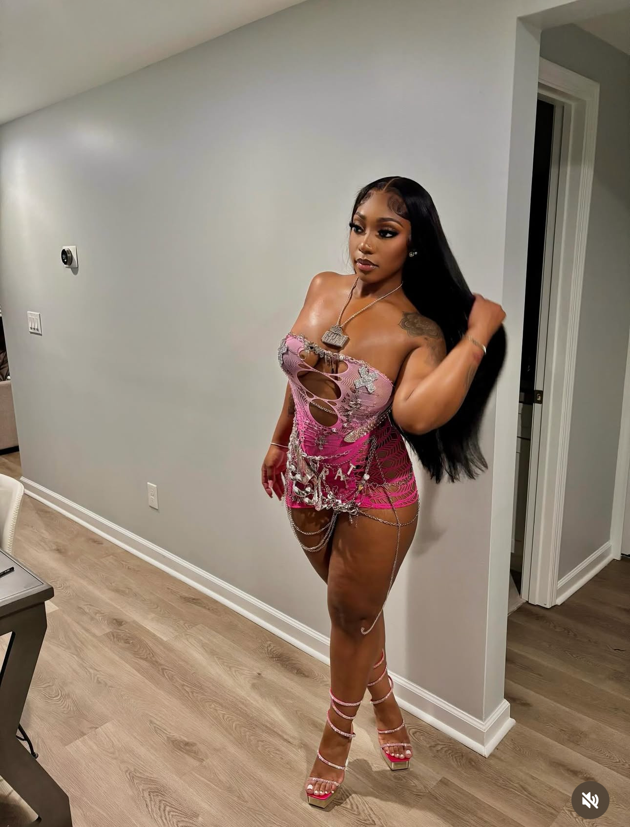 Brat Attack Embellished Mesh Ombré Dress