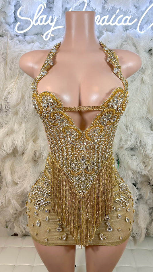 PREORDER ONLY Original DollHouse Fringe Rhinestone Luxe Mini Dress