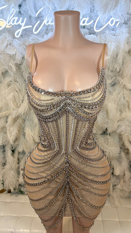 READY TO SHIP The One Of One Chain Mesh Mini Dress