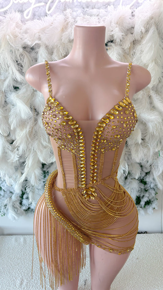 READY TO SHIP His Prettiest Problem Rhinestone Luxe Mini Dress