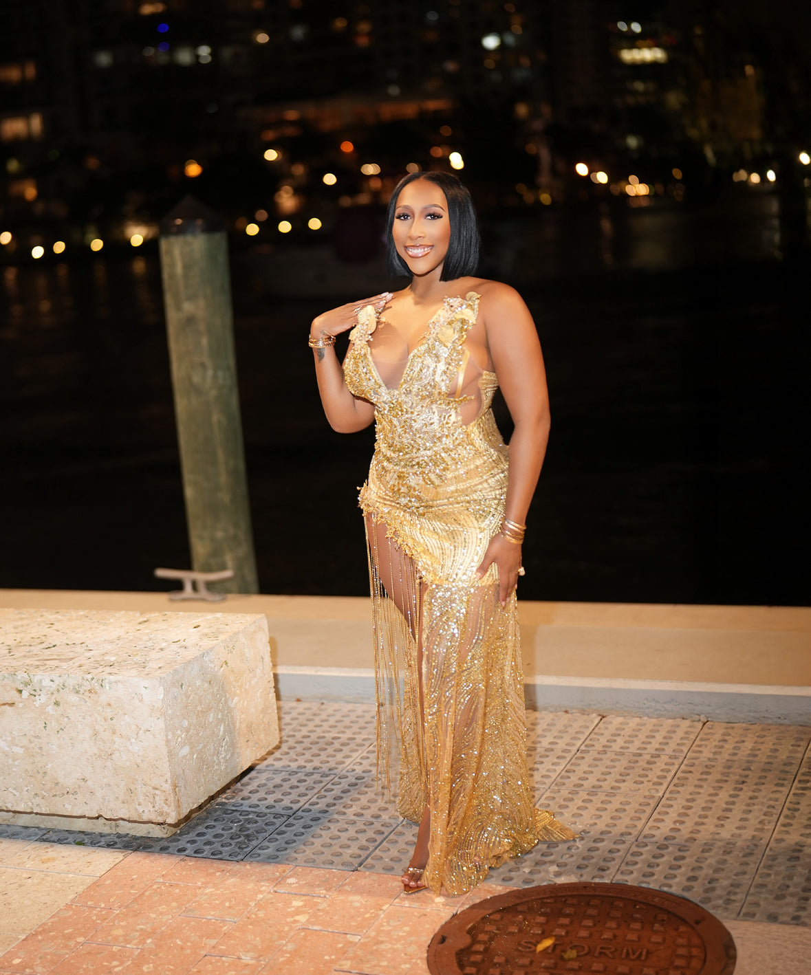 PREORDER ONLY Royalty Reimagine Luxe Rhinestone Maxi Dress with Extended Train Base