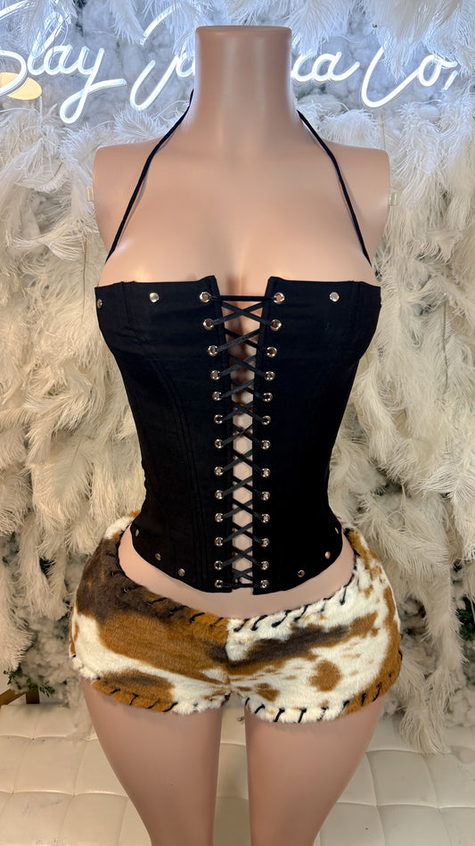 READY TO SHIP Lined Corset Top - Black