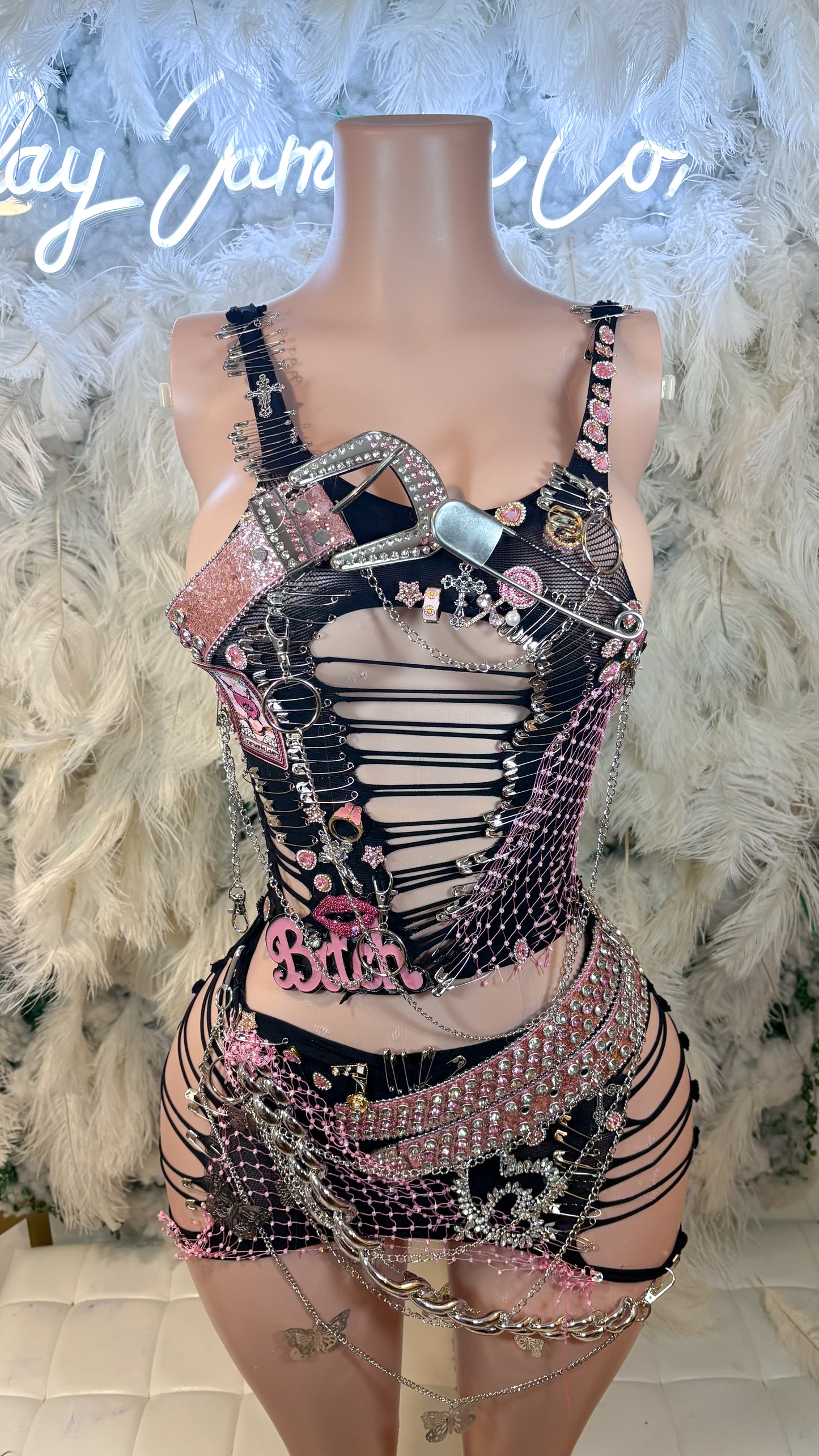 Her Pink Paradise Embellished Skirt Set