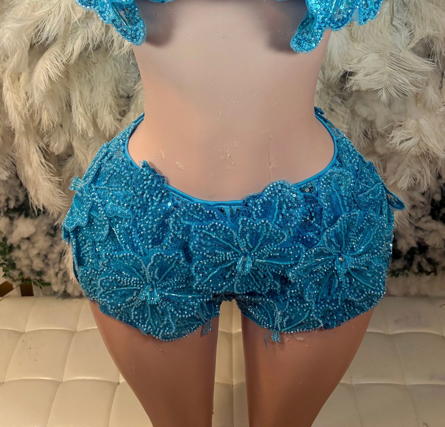 Seychelles Doll Floral Sequin Shorts ONLY - Aqua