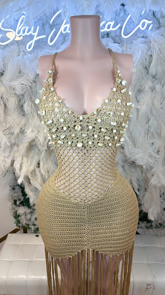 READY TO SHIP By The Seaside Crochet Shell Maxi Dress