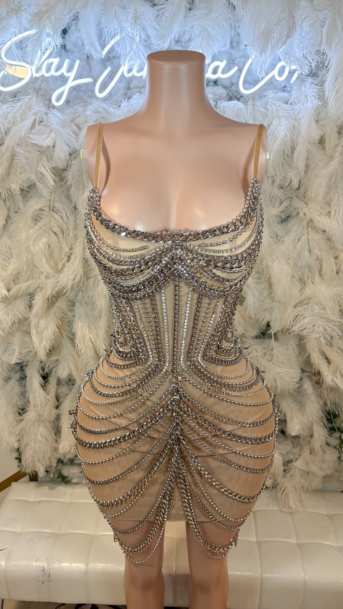 READY TO SHIP The One Of One Chain Mesh Mini Dress