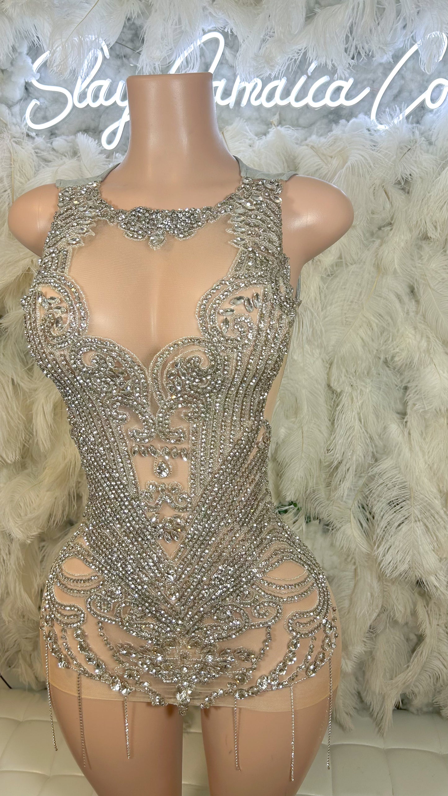 PREORDER ONLY  Royalty Vibes Rhinestone Luxe Mini Dress