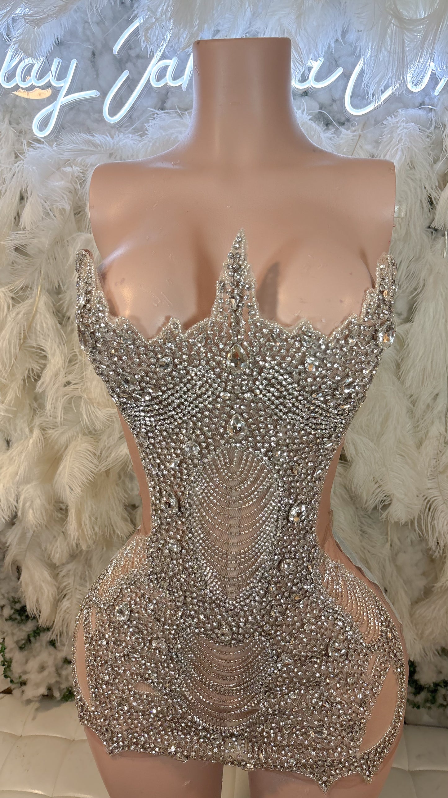 READY TO SHIP His Pretty Issue Luxe Rhinestone Mini Dress With Detachable Choker