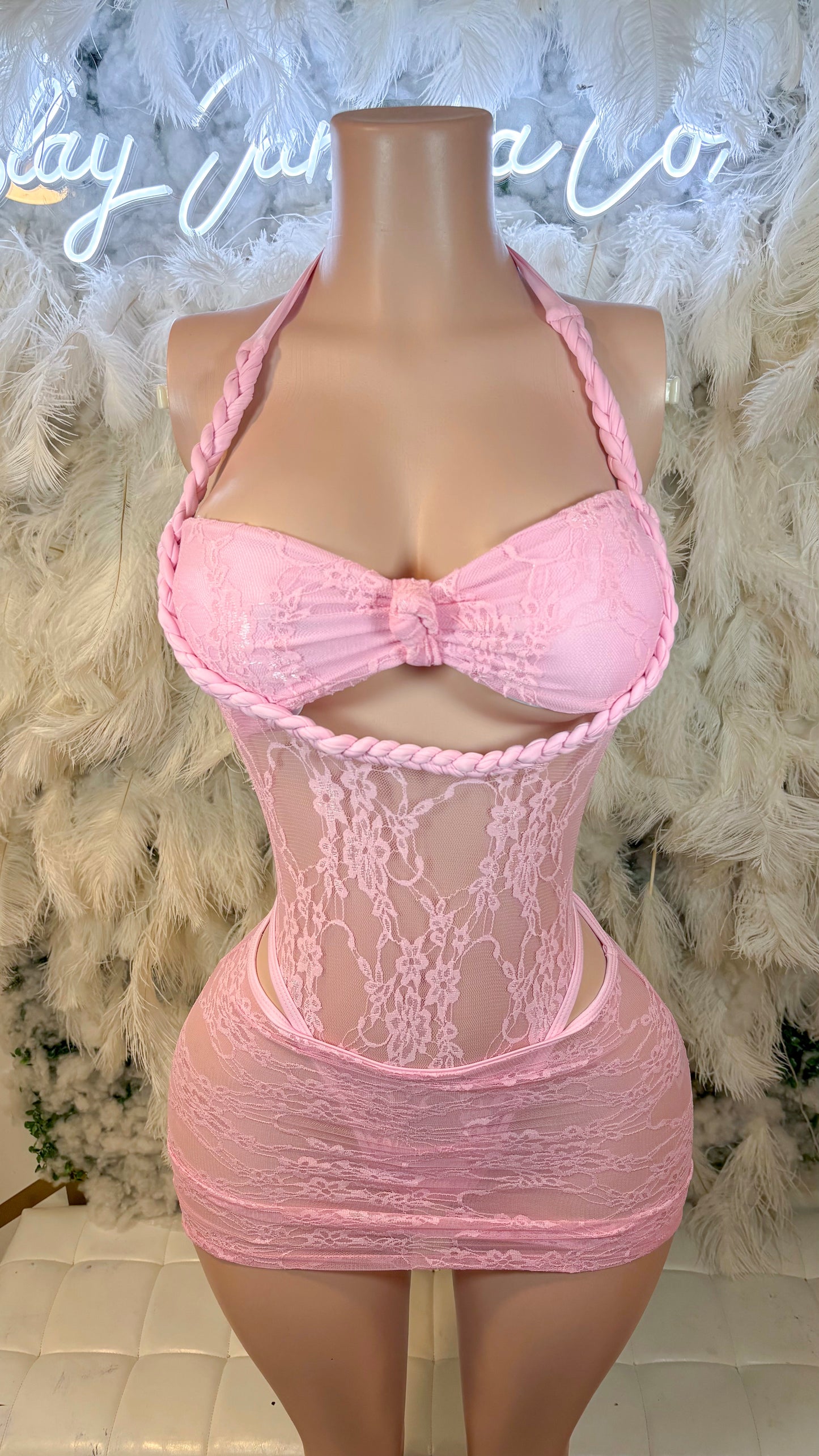 Delicate Desires Lace Skirt Set - Pink