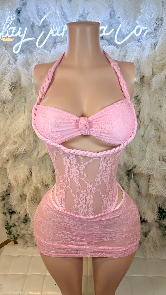 Delicate Desires Lace Skirt Set - Pink