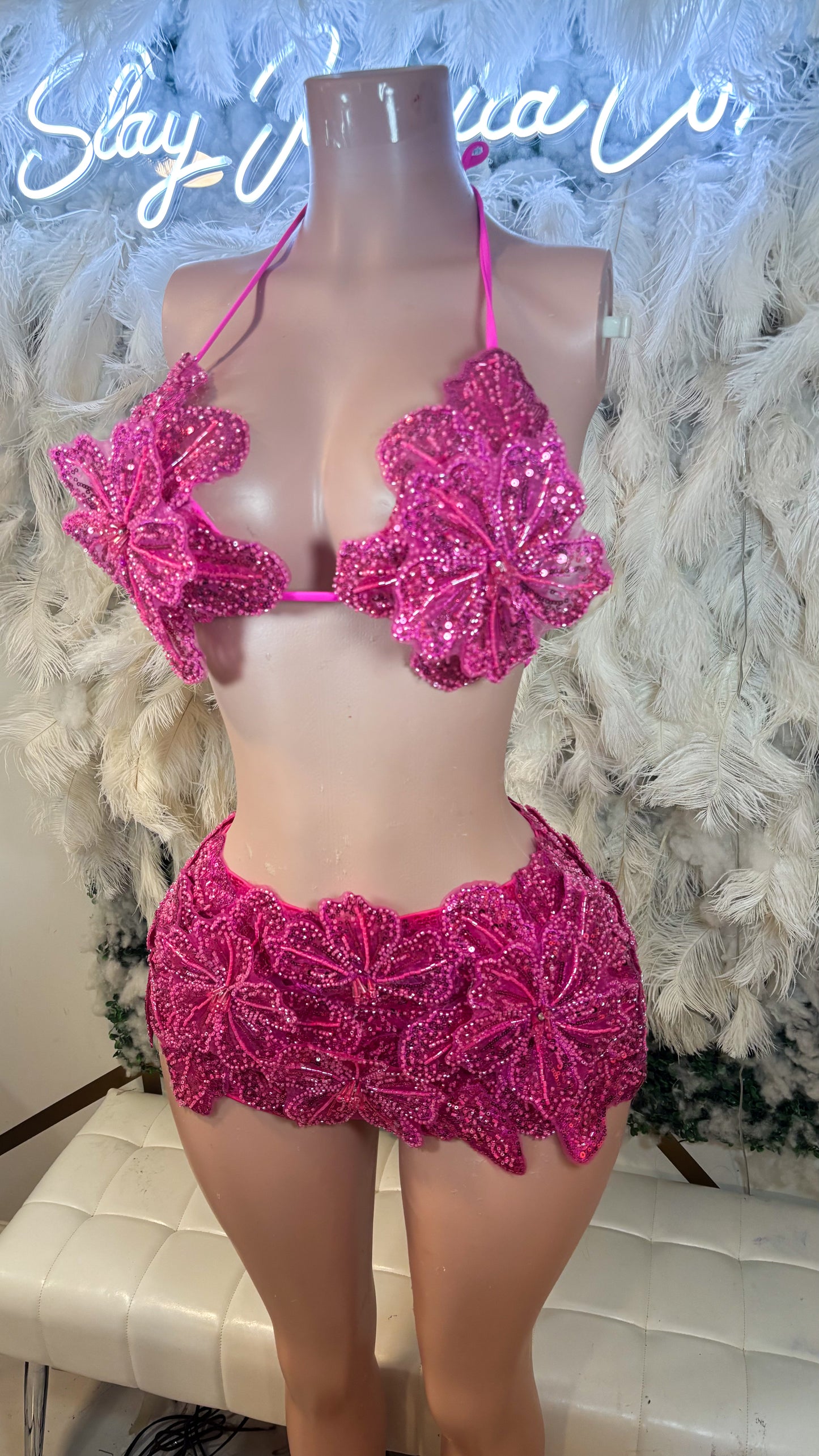 Seychelles Doll Floral Sequin Shorts Set - Pink