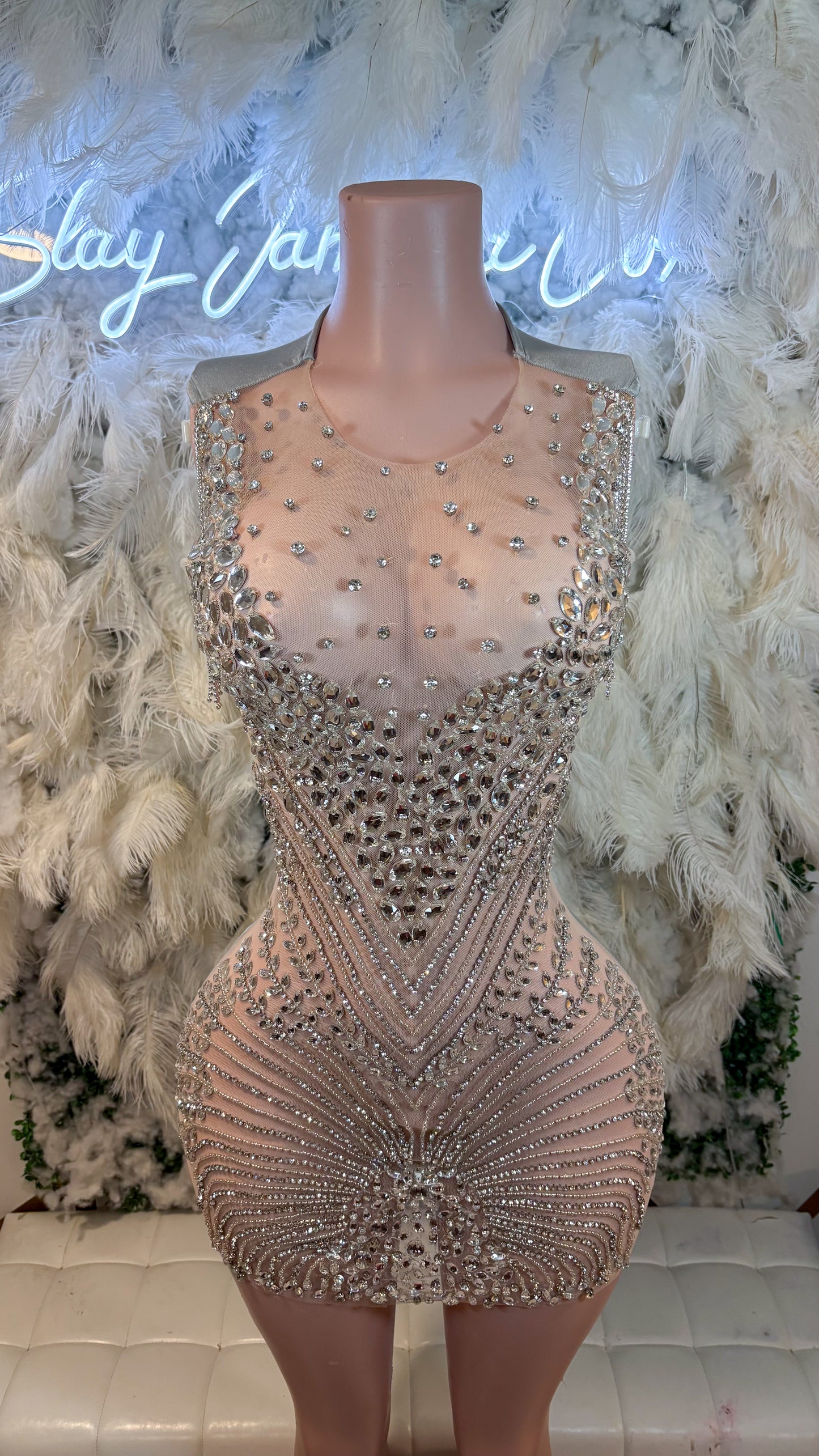 READY TO SHIP Always On Top Luxe Rhinestone Mini Dress