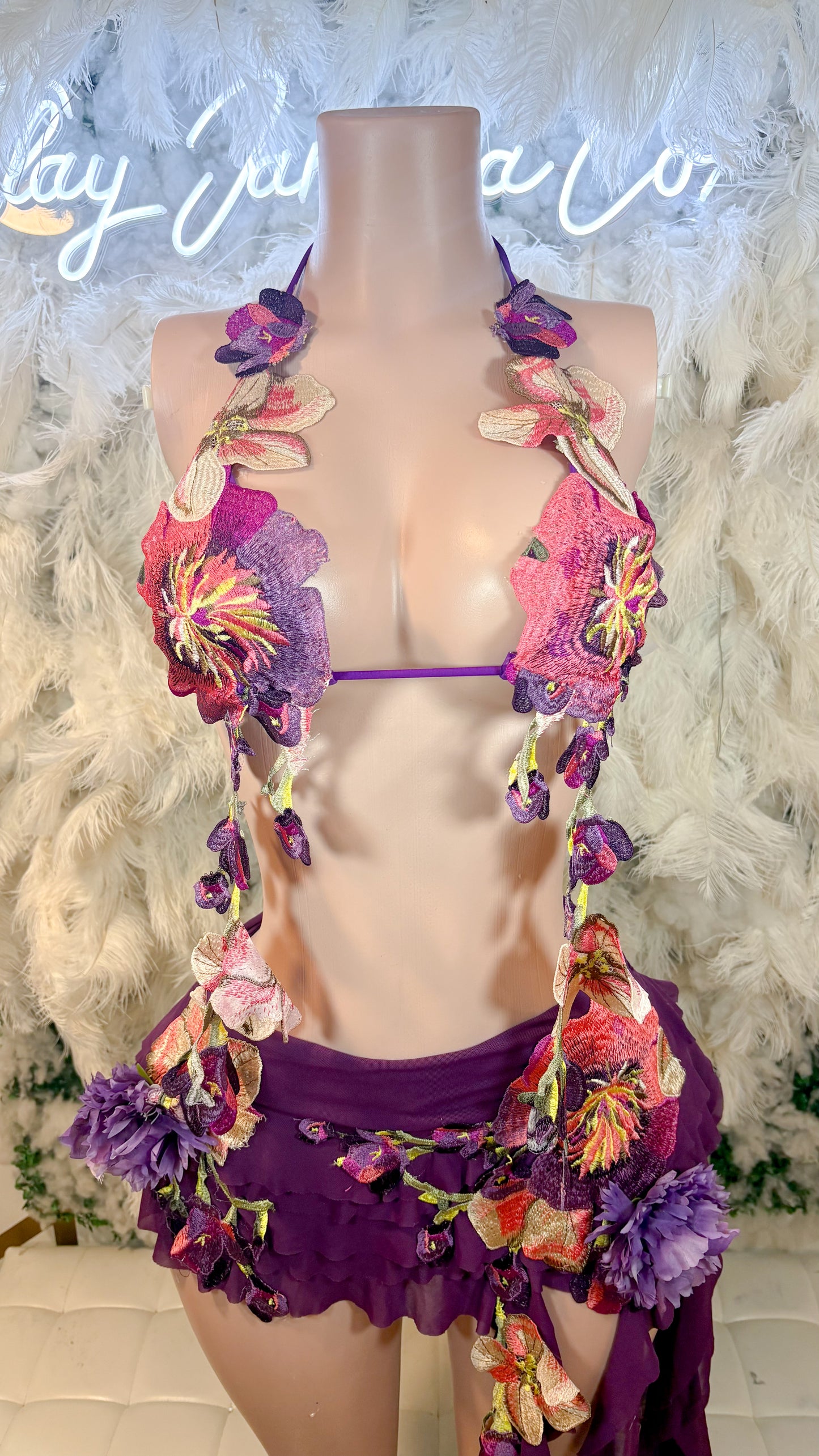 Hawaiian Mojito Sunrise Floral Skirt Set - Purple Combo