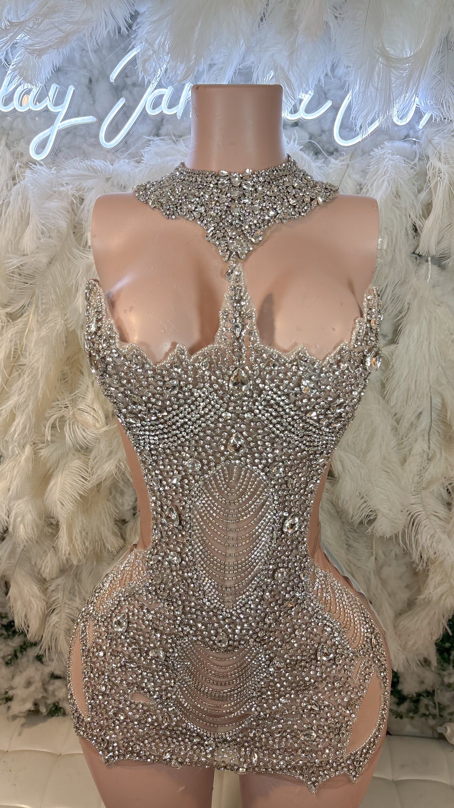 READY TO SHIP His Pretty Issue Luxe Rhinestone Mini Dress With Detachable Choker