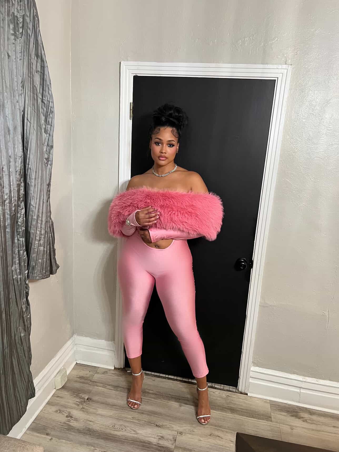 Femme Aura Fur Jumpsuit - Candy Pink