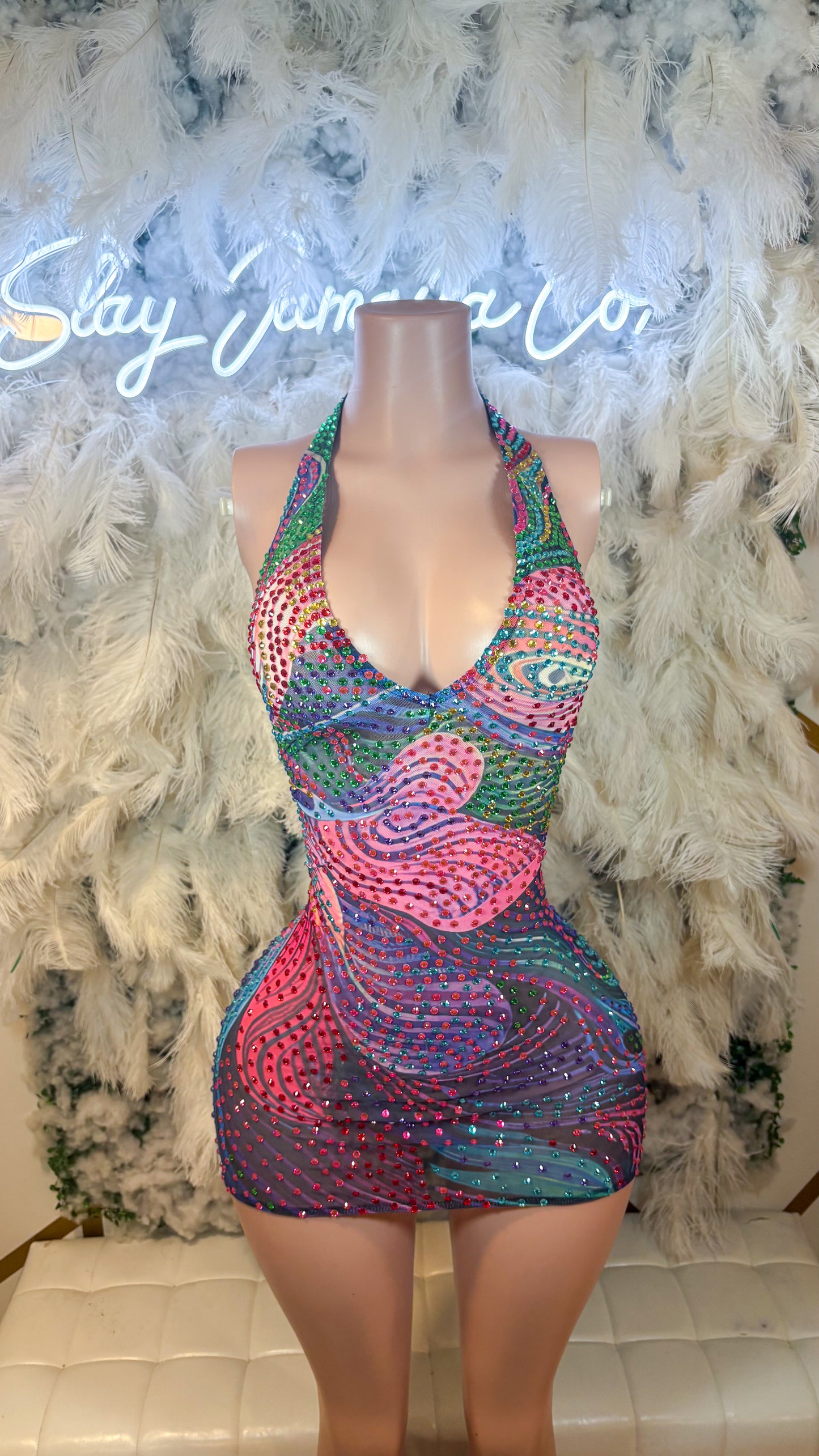 READY TO SHIP Crazy In Love Rhinestone Mini Dress