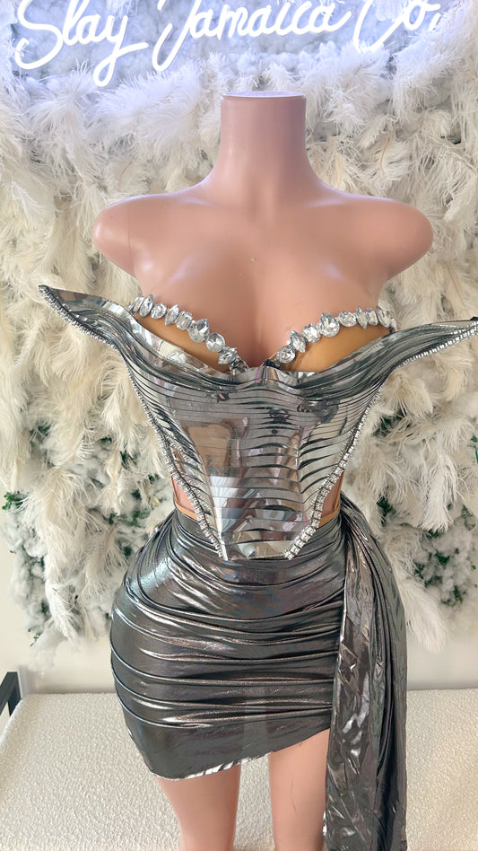 PREORDER ONLY The Drama Mini Dress Set -Silver